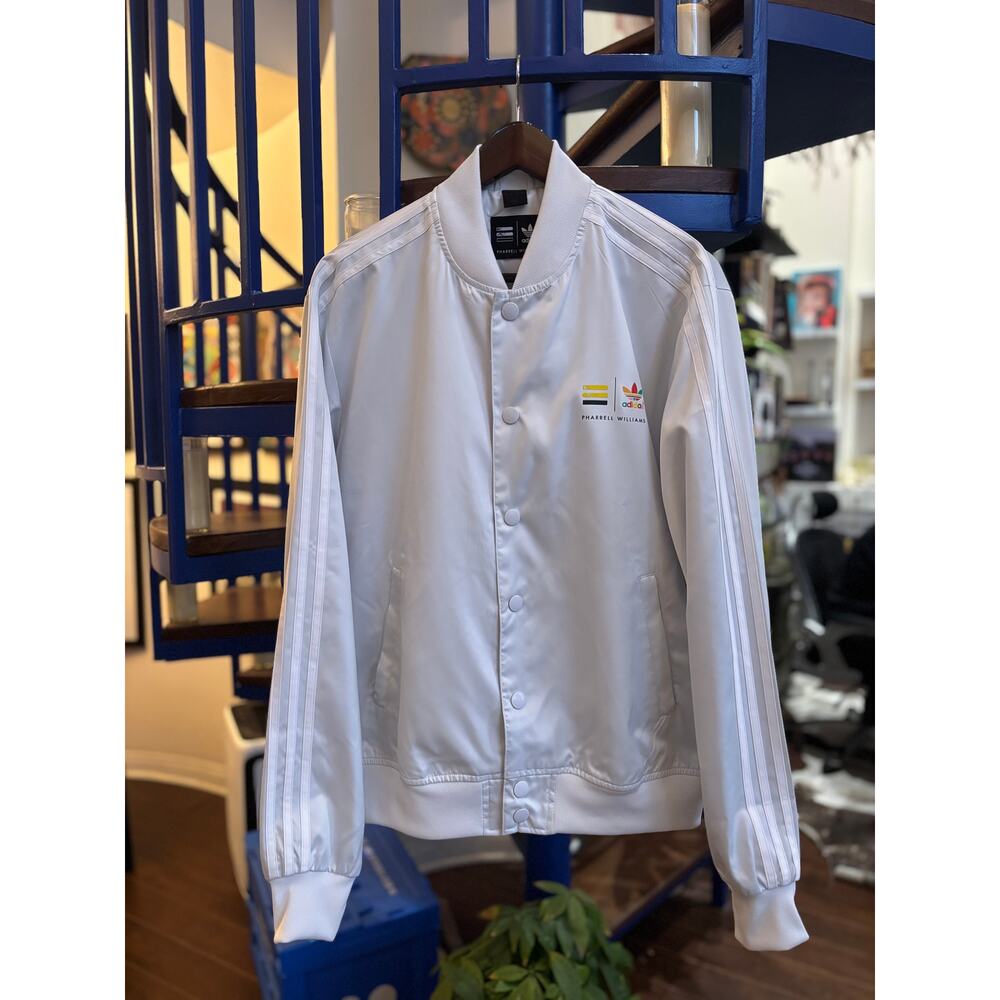 Adidas x Pharrell Williams White Snap Button Jacket Size L